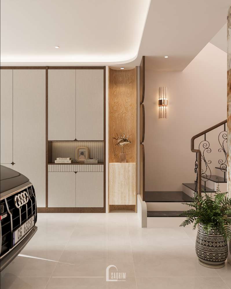 Tủ giày phong cách Wabi Sabi tại thiết kế nhà phố Long Biên
